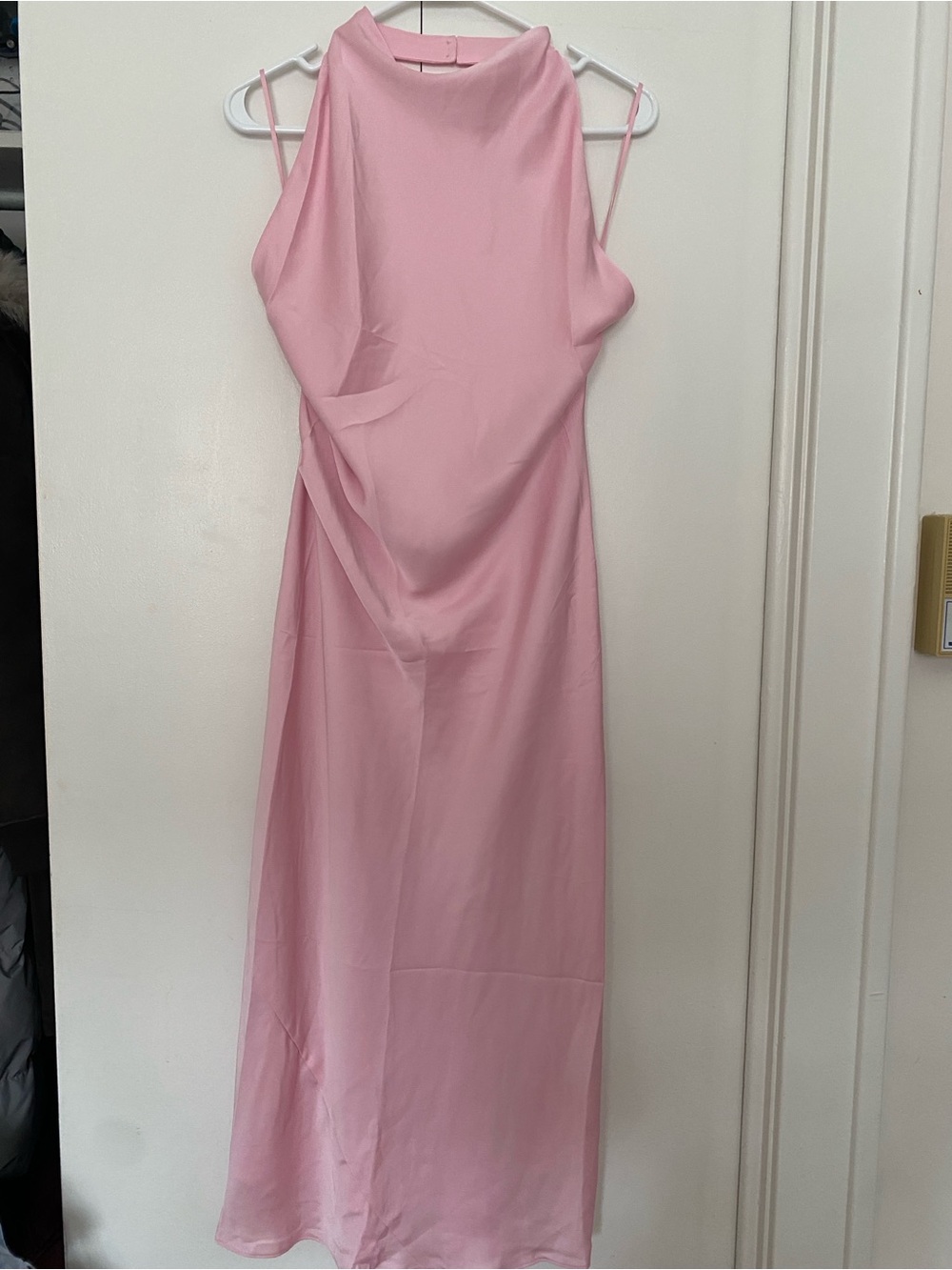 Aritzia Babaton Audience Satin Midi Dress Milkshake Pink